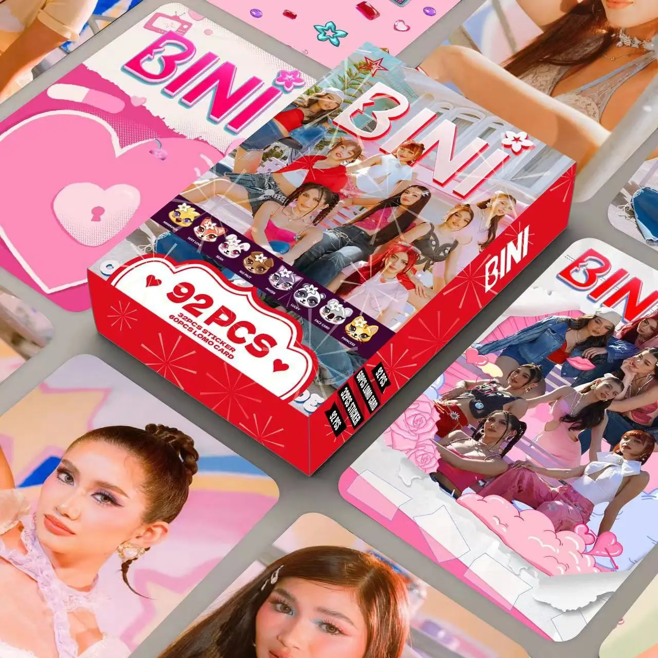 BINI 92Pcs Double Sided LOMO Cards HD Photo Cards Boxed Collectible Fan Support Stickers Greeting Cards Bookmarks Gift New