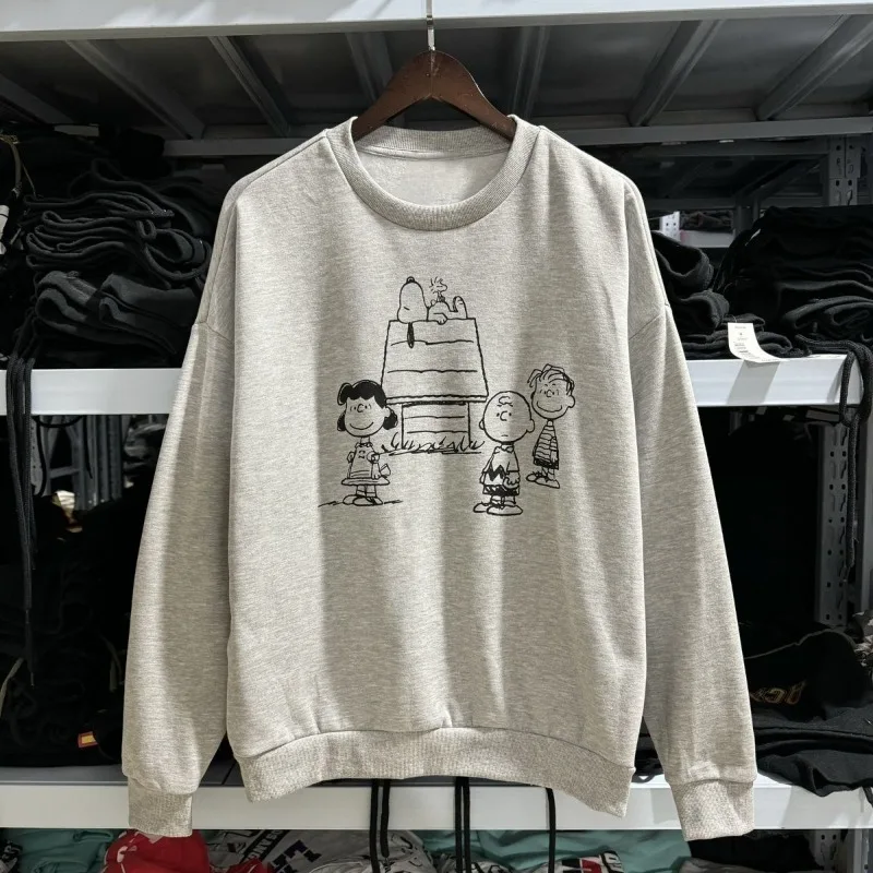 

Snowby Charlie Brown Peanuts Manga Autumn/Winter Thin Velvet Round Neck Hoodie Men's Women's Off Shoulder Sleeve Wide Edition