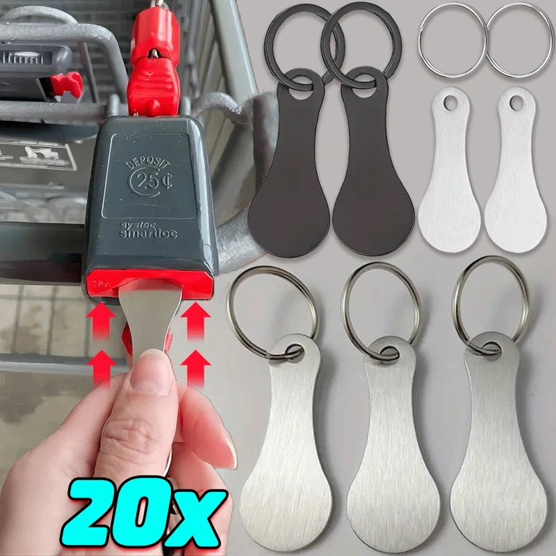 1-20PCS Shopping Cart Token Key Ring Recycled Alloy Key Chain Keyring Charm Metal Phone Pendant Keychains Coin Holder Wholesale