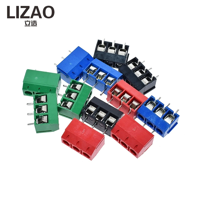20PCS KF301 Series Screw Terminal Block, 5.0mm Pitch 2Pin 3Pin Straight PCB Connector, KF301-2P KF301-3P Multi Color Terminal