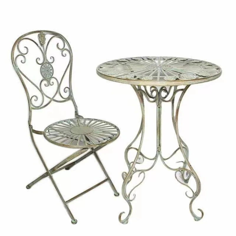 

Garden table and chairs patio balcony terrace folding wrought iron chair