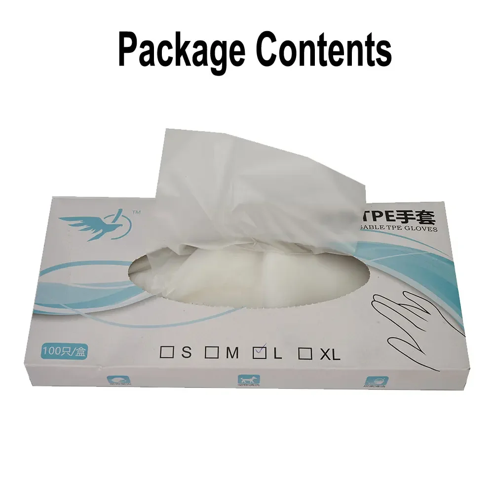 Latex free gloves for laboratory work 100 pieces of transparent vinyl TPE gloves with convenient distribution bag