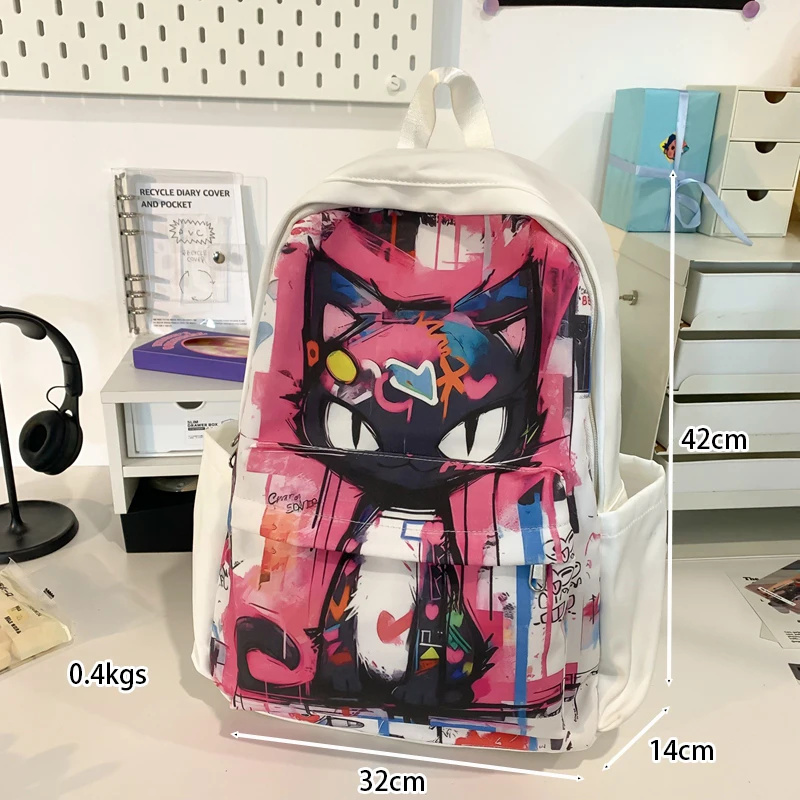 Retro Comic Graffiti Print Backpack for Men Women Student School Bookbag Daypack Elementary High College with Pocket