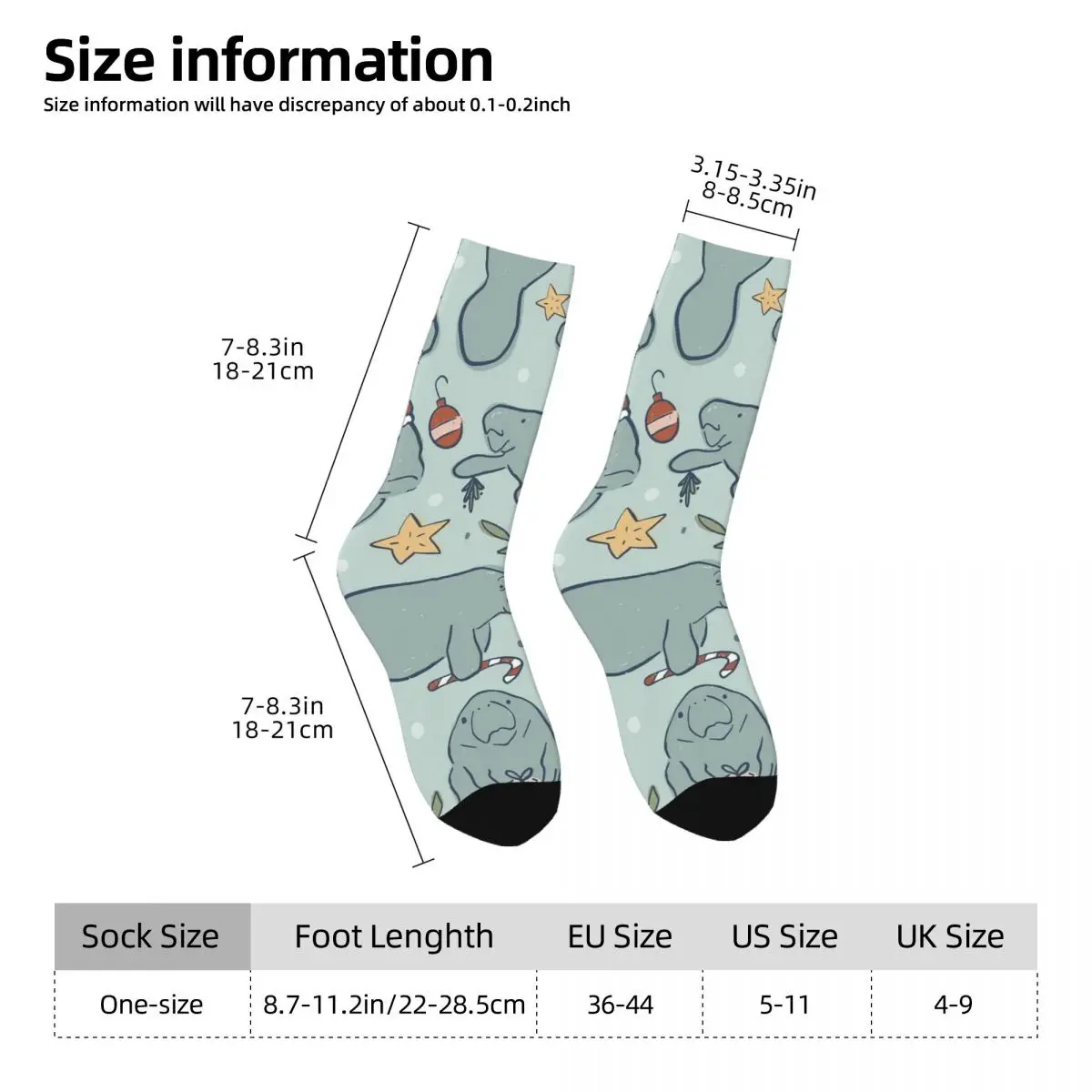 Cute And Lively Manatee Design Socks Harajuku Super Soft Stockings All Season Long Socks for Unisex Valentine's Day Gifts