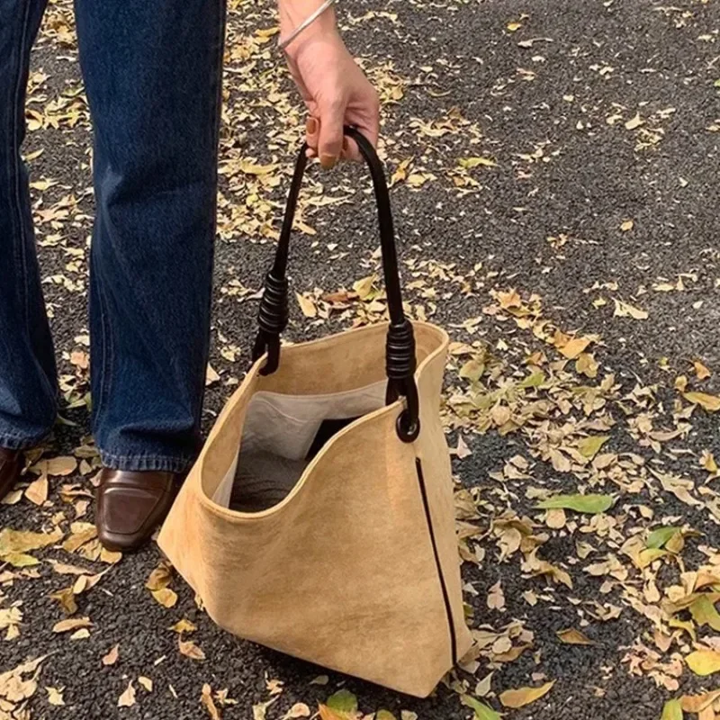 

Autumn and winter suede leather tote bag frosted cowhide high-grade large capacity shoulder kellybag