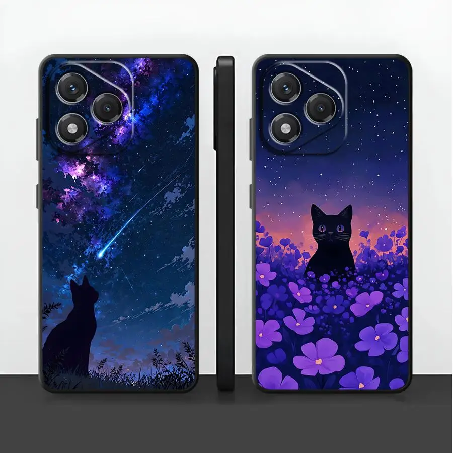 Funda Phone Cover Case for Huawei P20 Lite 2018 P20 P40 Lite P30 P20 Pro P Smart 2019 Cartoon Night Sky Cat
