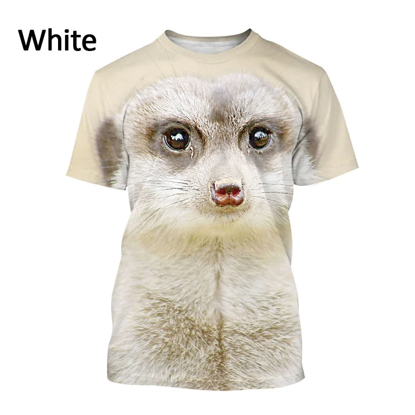 Men and Women Round Neck Hip-hop Harajuku Casual Short-sleeved Fun Meerkat 3D Printing T-shirt Personality Animal T-shirt