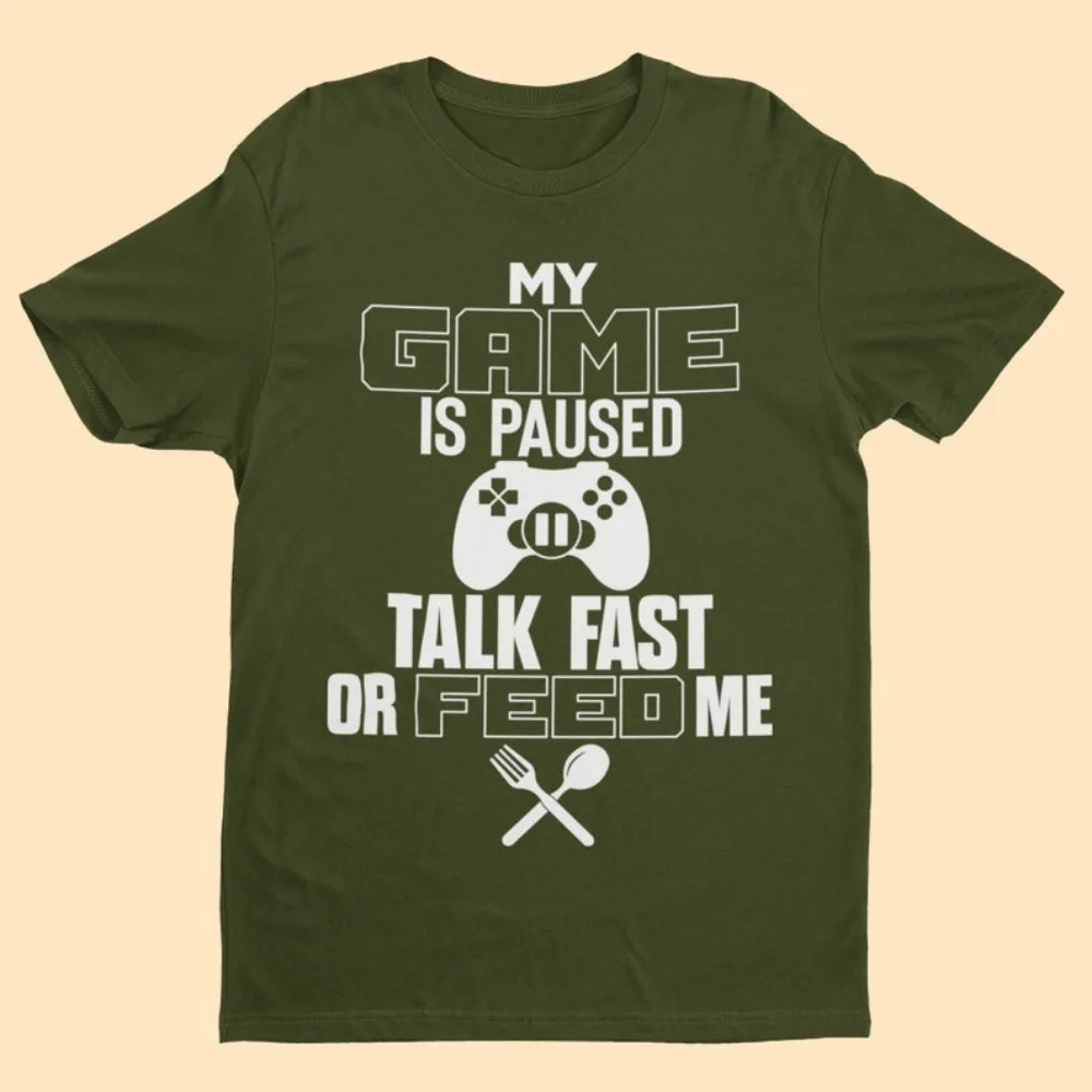 Funny Gaming T-Shirt My Game Is Paused Gamer Gift  Comfortable Personality Sweatshirt Unisex Tops Aesthetic Clothes