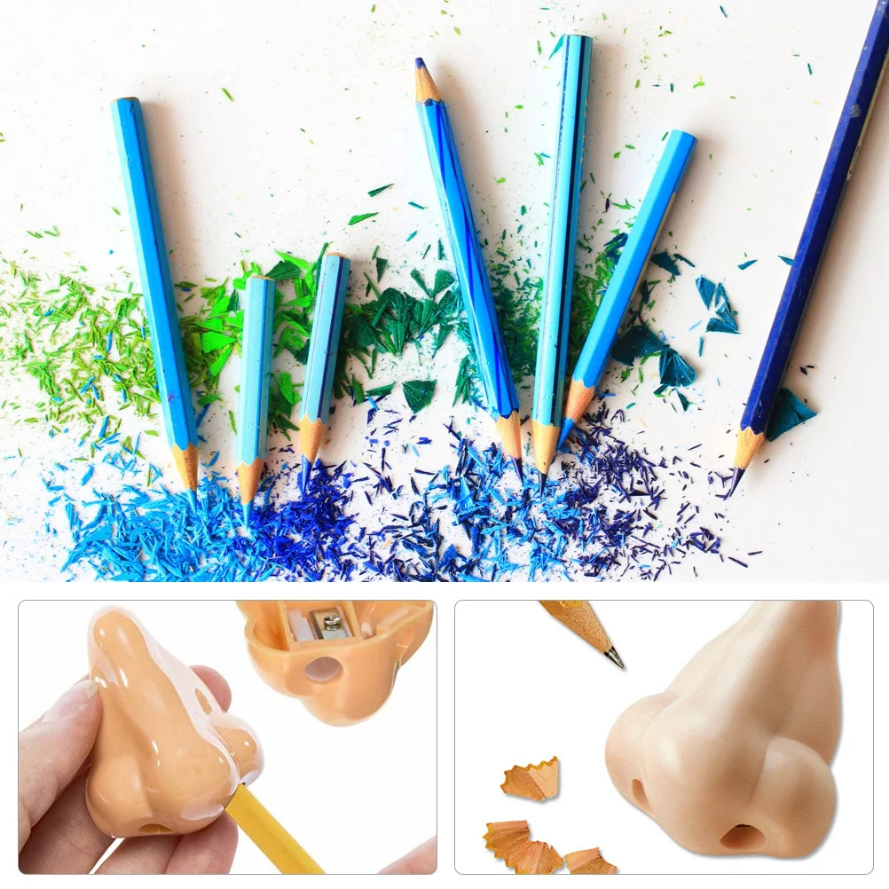 

12pcs Nose Pencil Sharpener Dual Hole School Office Supplies For Kids Students Stocking Stuffer Christmas Gift Student