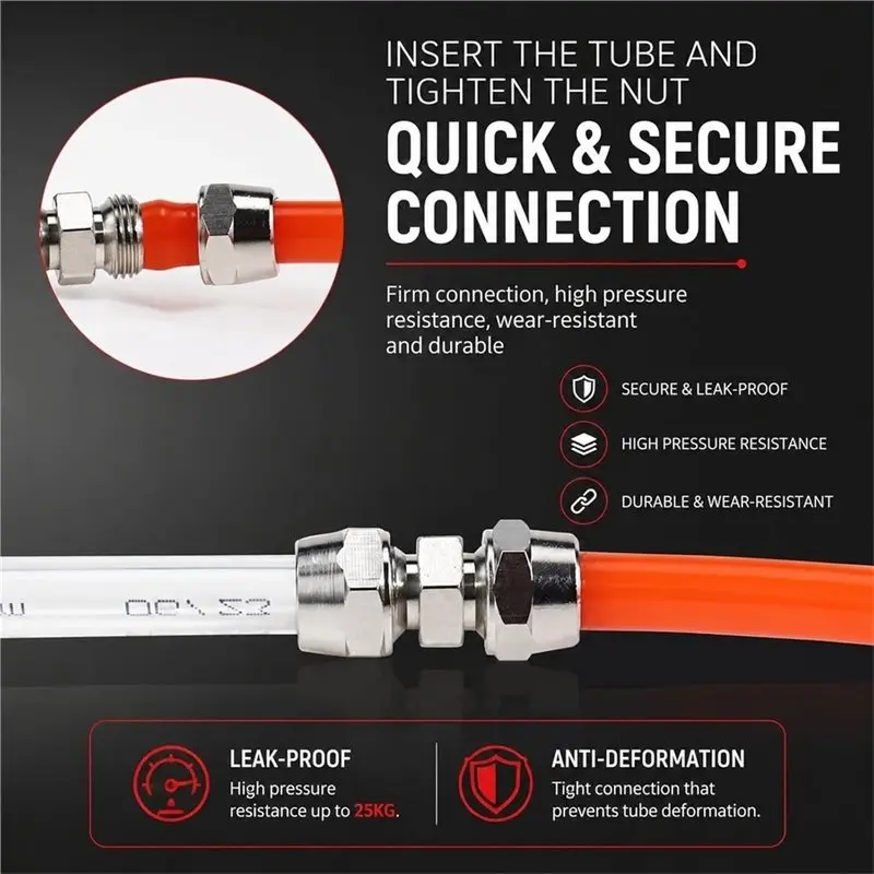 Straight Air Line Fittings Hose Connectors(4-16Mm), 16Pcs For Truck/RV,Heavy Duty Push-In Pneumatic Connect
