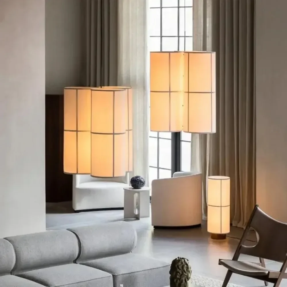 

Noridic Designer Pendant Light Menu Cluster Vintage Cloth Lampshade Hanging Lamp Dining Room Minimalist Cylindrical Chandelier