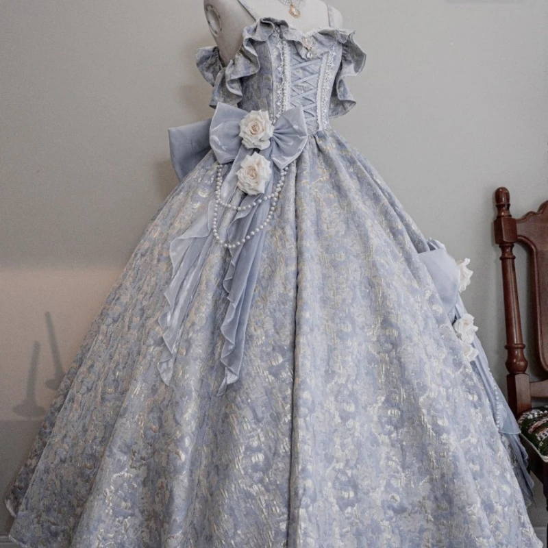 فستان الأميرة الأصلي لوليتا الياباني الكوري الجديد لعام 2025، فساتين حفلات بحمالات طويلة وخصر عالي