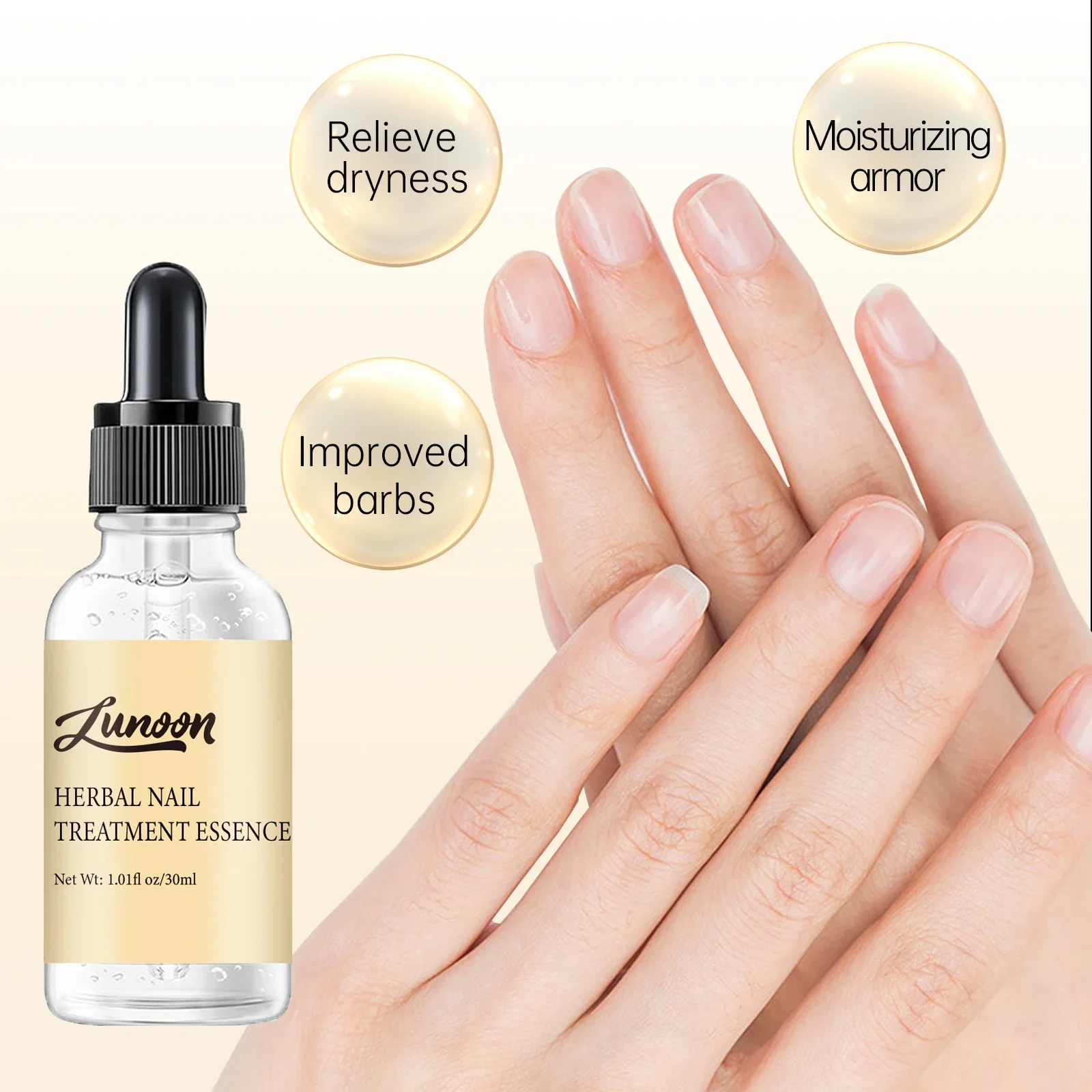 LUNOON Essence de traitement des ongles 30 ml - Hydratant et réparateur pour les ongles secs, craquelés, Soins des cuticules, Soulagement des ongles suspendus, Alimentation