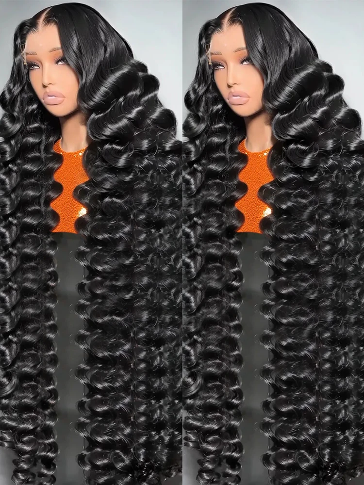 

30-40 дюймовые парики из натуральных человеческих волос с HD-кружевом 13x6, бразильские парики с глубокими волнистыми локонами, парики с кружевом 13x4, предварительно выщипанные, 250% плотность