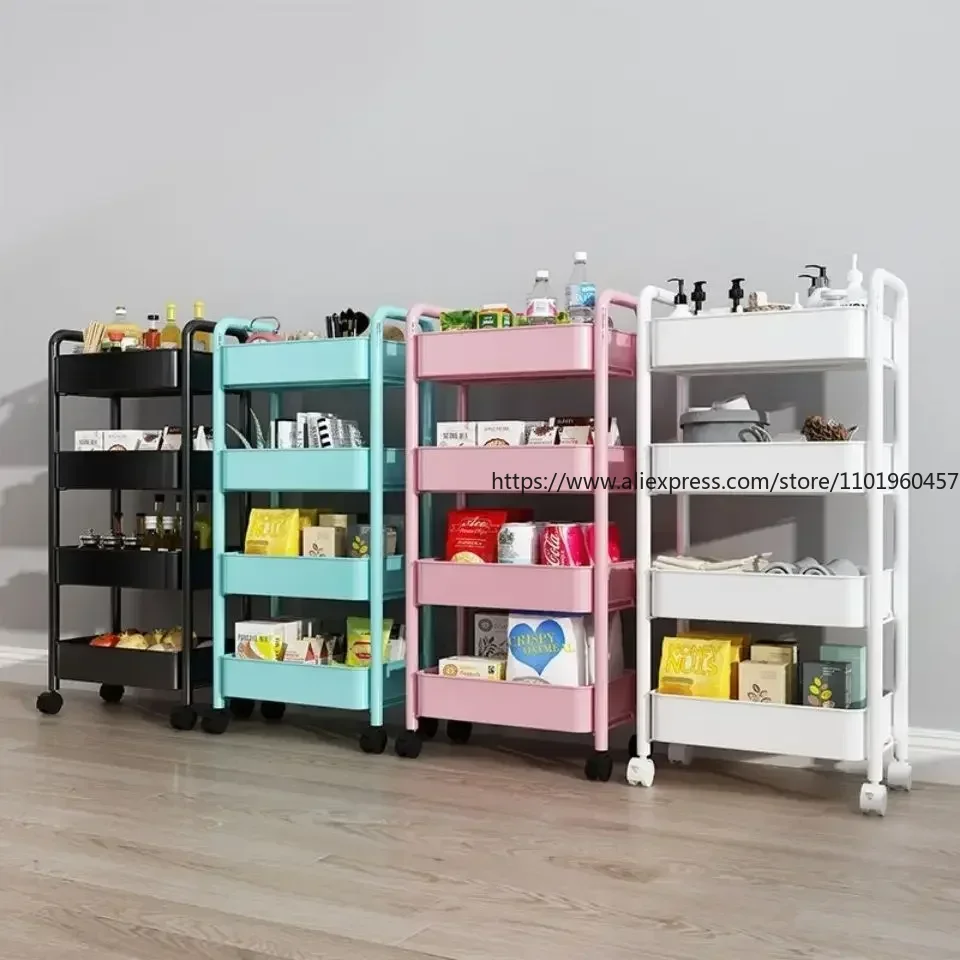 Home Universal Muti-Tier Storage Rack Kitchen and Bathroom Organizer Trolley Storage Rack Cart for Convenient To Move Save Space