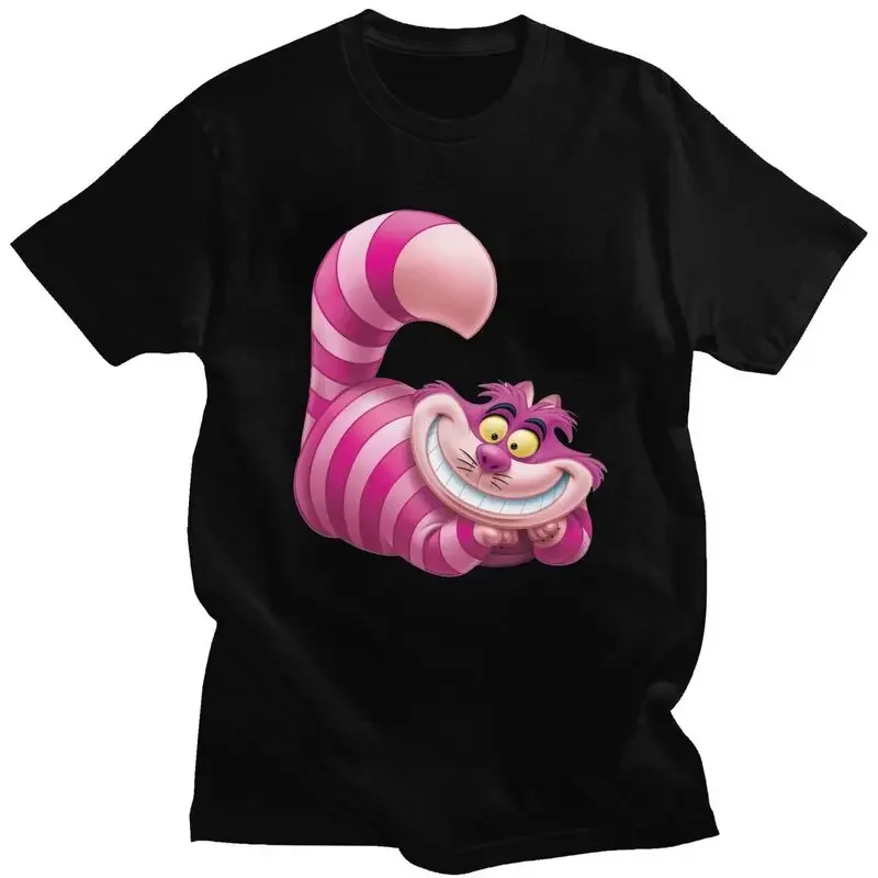 Male Cheshire Cat Manga T Shirt Short Sleeve Cotton Tshirt Fashion T-shirt Summer Alice In Wonderland Tees Plus Size Apparel