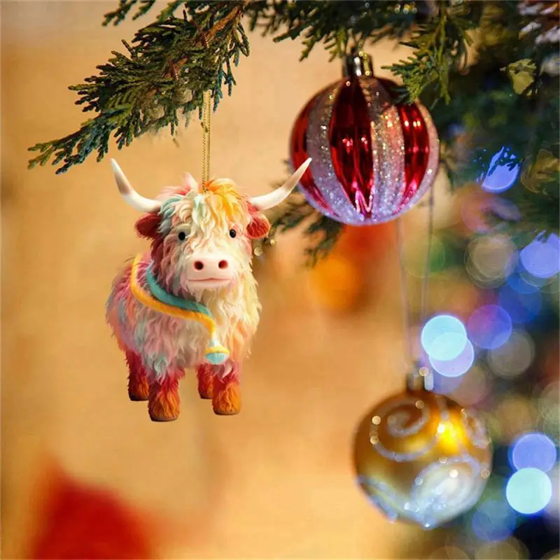 Cartoon Cow Car Pendant Fine Texture Exquisite Workmanship Cute Christmas Tree Ornament Home Decoration Navidad Party Supplies