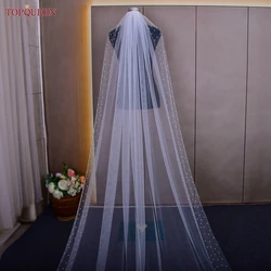 TOPQUEEN Pearls Wedding Veils with Comb Bridal Veil Type Layer Dramatic 1 Tier Pearl Veil Bridal Veils Bead Wedding Veil V157