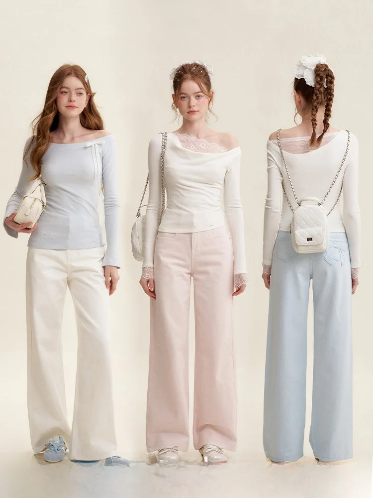 

Джинсы Kroche Aron из цветного хлопка с широкими штанинами, с узловой лоскутной отделкой, окрашенные вручную, повседневные, на молнии, свободного кроя