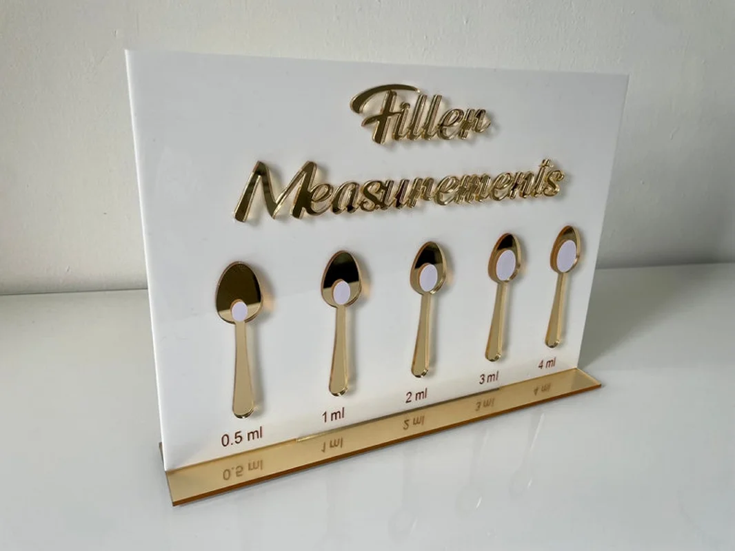 Filler Measurements Spoon Sign With Stand Spoon Filler Sign How Much Volume in Syringe Sign Lip Aesthetics Salon Botox Signs