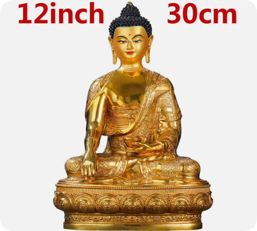 12inch Sakyamuni Gautama Siddhartha Buda Bronze gilt blessed Buddha statues