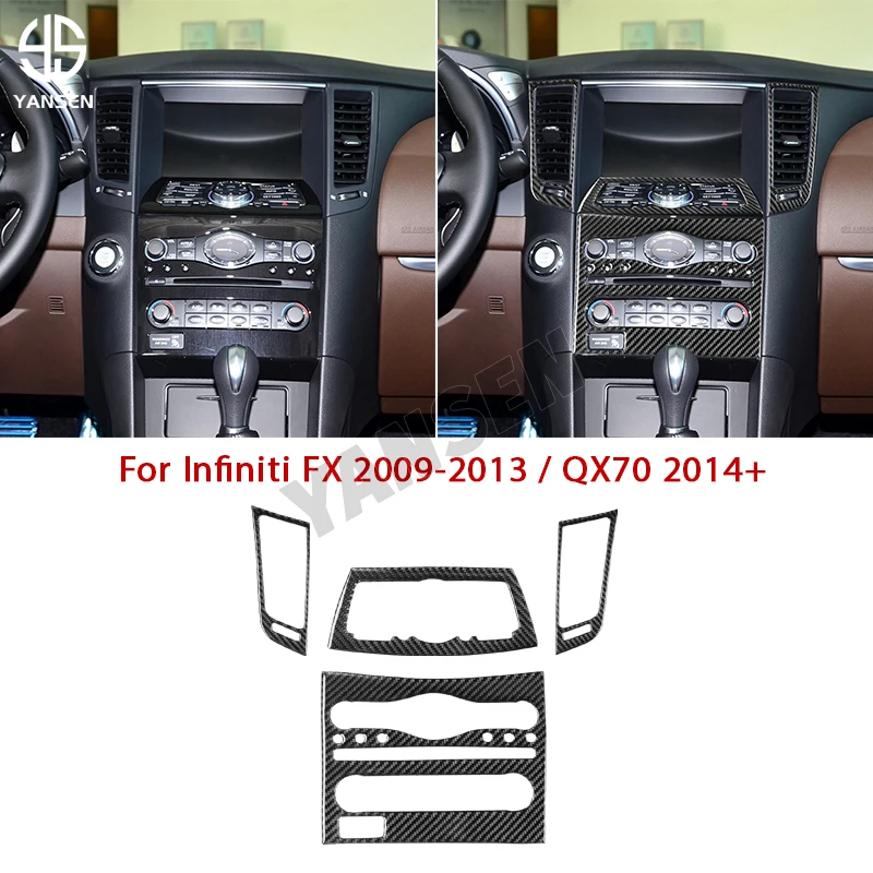 

Car Multi-media Decoration Cover Carbon Fiber Sticker For Infiniti FX 2009-2013 QX70 2014-2017 Car Interior Accessories