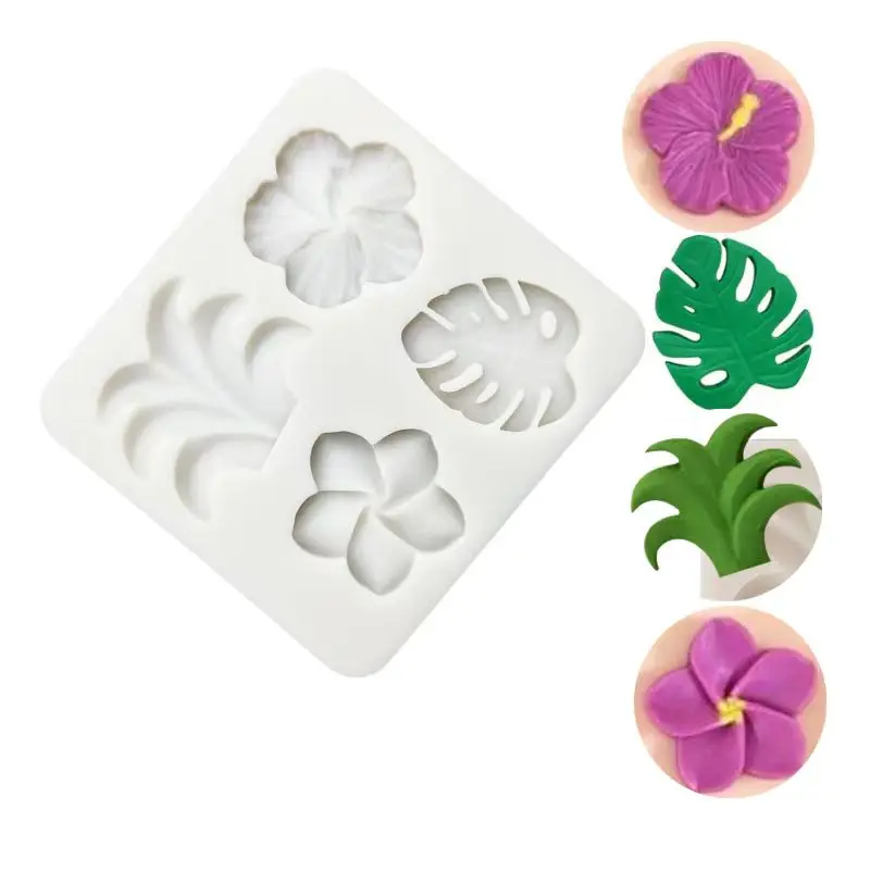 Cake Tool Hibiscus Syriacus Flower Silicone Mold Leaf Sugarcraft Chocolate Fondant Tool Sugarcraft Mould