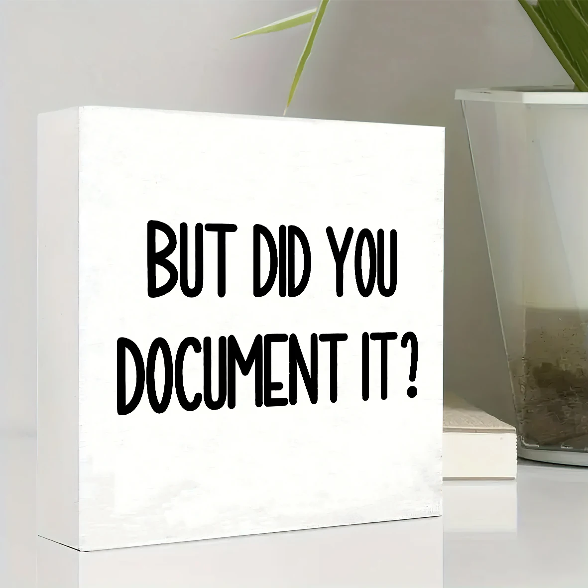 1 قطعة الخشب ولكن هل توثيق ذلك علامة ديكور مضحك مكتب صندوق خشبي تسجيل ديكور مكتب المنزل ريفي مزرعة مربع مكتب