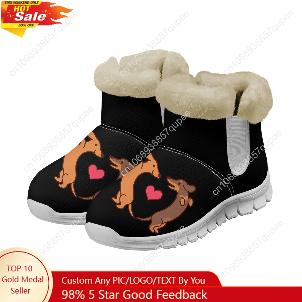 

Cute Cartoon Sausage Dog Snow Boots Mens Womens Teenager Shoes Keep Warm Casual Lightweight Sports Custom Sneakers