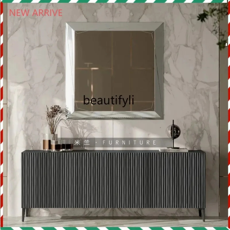 

V132 Medieval dining side cabinet, wabi sandy wind black minimalist TV cabinet, entrance Nordic decorative cabinet