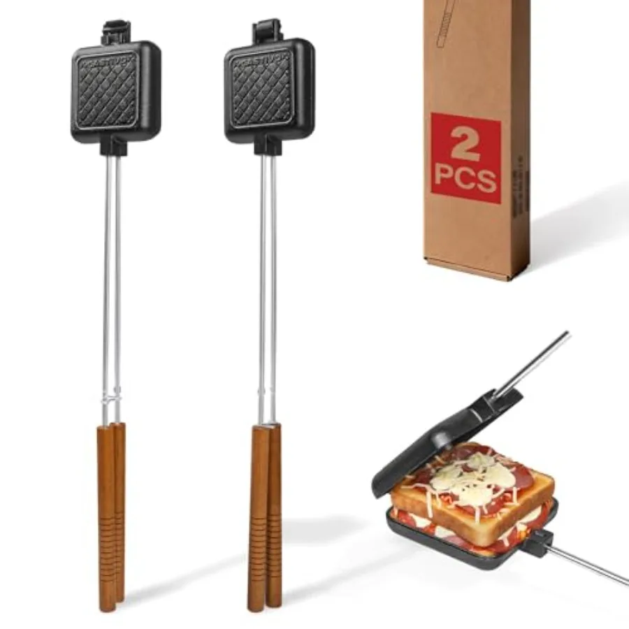 

Mountain Pie Maker Cast Iron Campfire Pie Iron Hobo Pie Maker for Camping 2-Pack