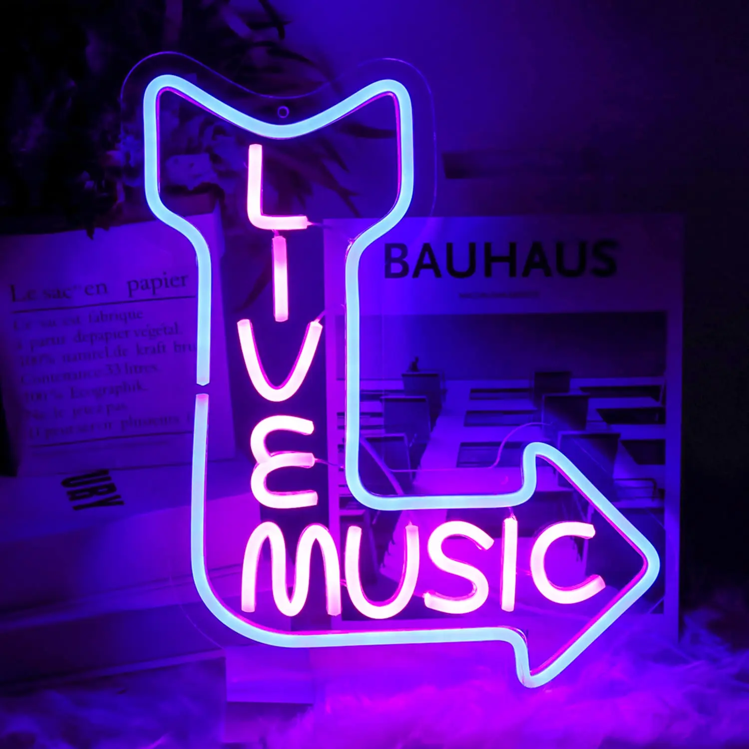 Live Music LED Neon Signs for Wall Decor Bedroom Man Cave Game Room Home Bar Party Decor, LED Neon Light for Kids Birthday Gift