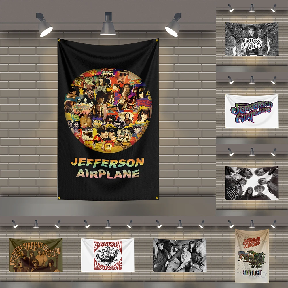 

3x5 Ft J-Jefferson-Airplanes Heavy Metal Band Flag Rock Music Wall Banner for Bedroom Studio Bar Concert Outdoor Decor