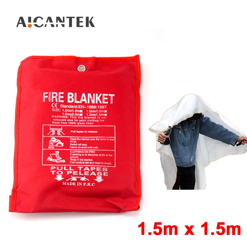 1.5M x 1.5M Fiberglass Fire Blanket Fire Flame Retardant Emergency Survival Fire Shelter Safety Cover Fire Extinguisher