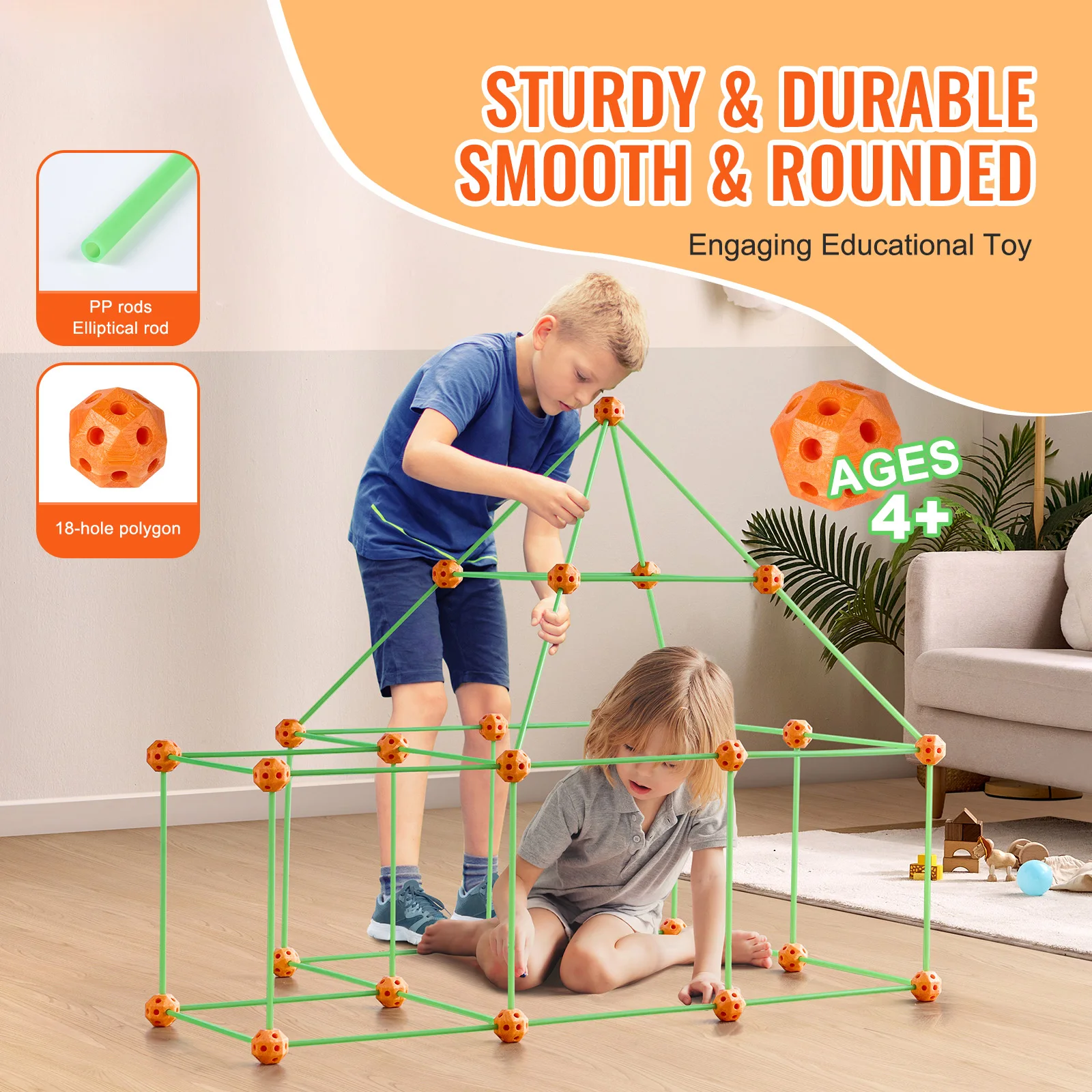 Tent Fort Building Kit For Kids Glow In The Dark STEM Construction Toy 85P