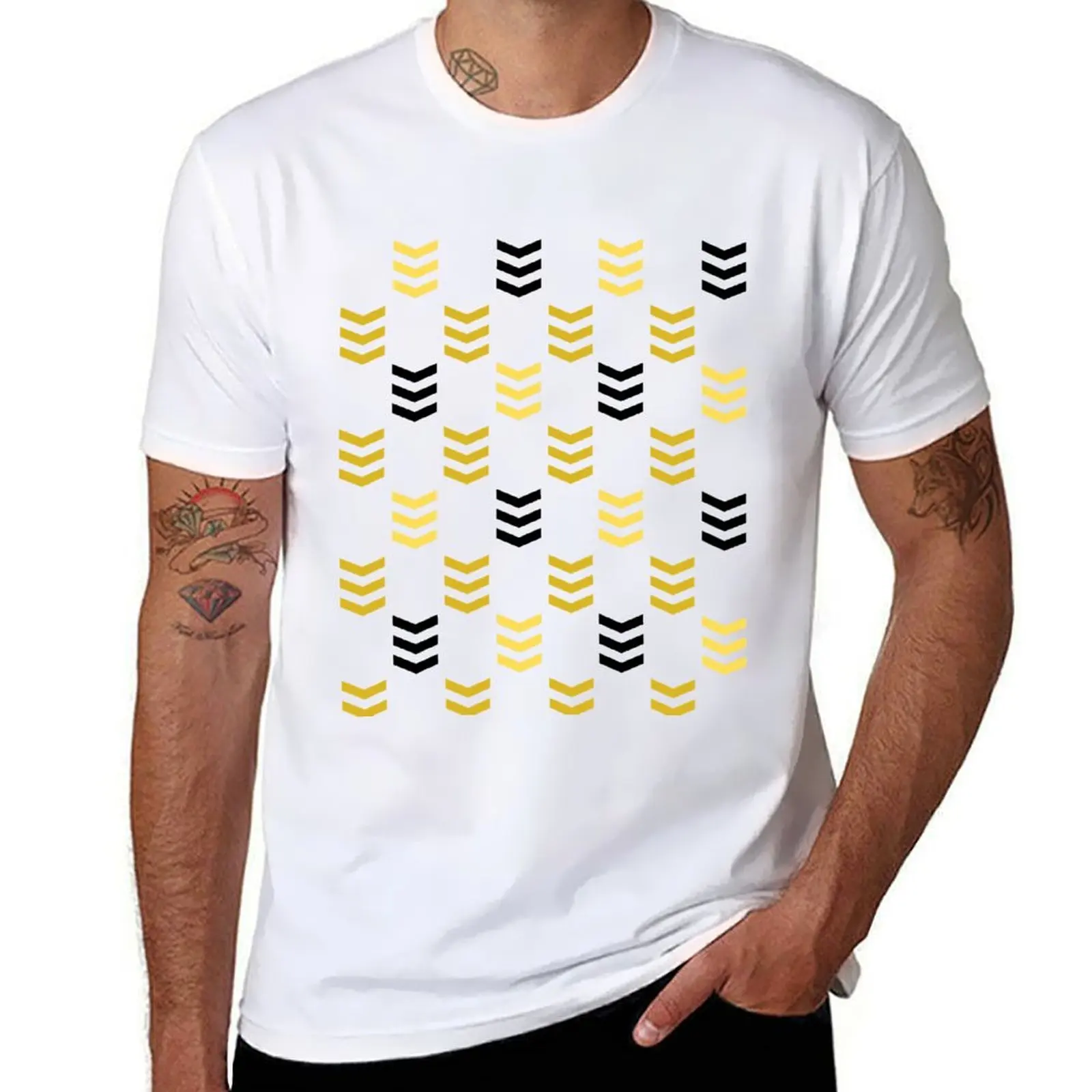 

Huffle Badger Black and Yellow Pattern T-Shirt men t shirt cotton 100% t shirts with prints T-Shirt