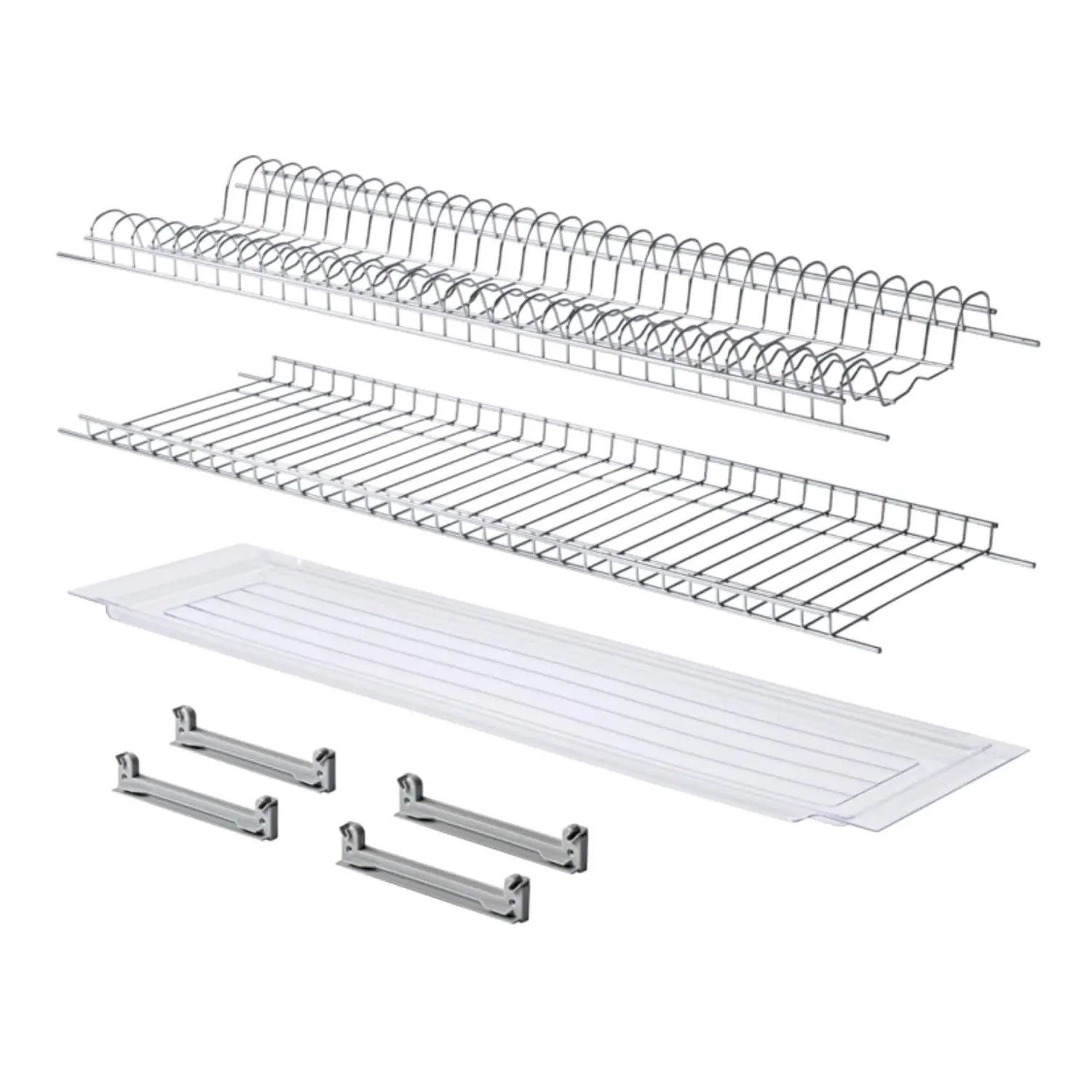 MAKKIORI Afdruiprek Set | Afwasrek en glazenrek met druipbak voor keukenwandkasten | Roestvrij staal | Kit met beugels (76 cm voor 80 cm kast)