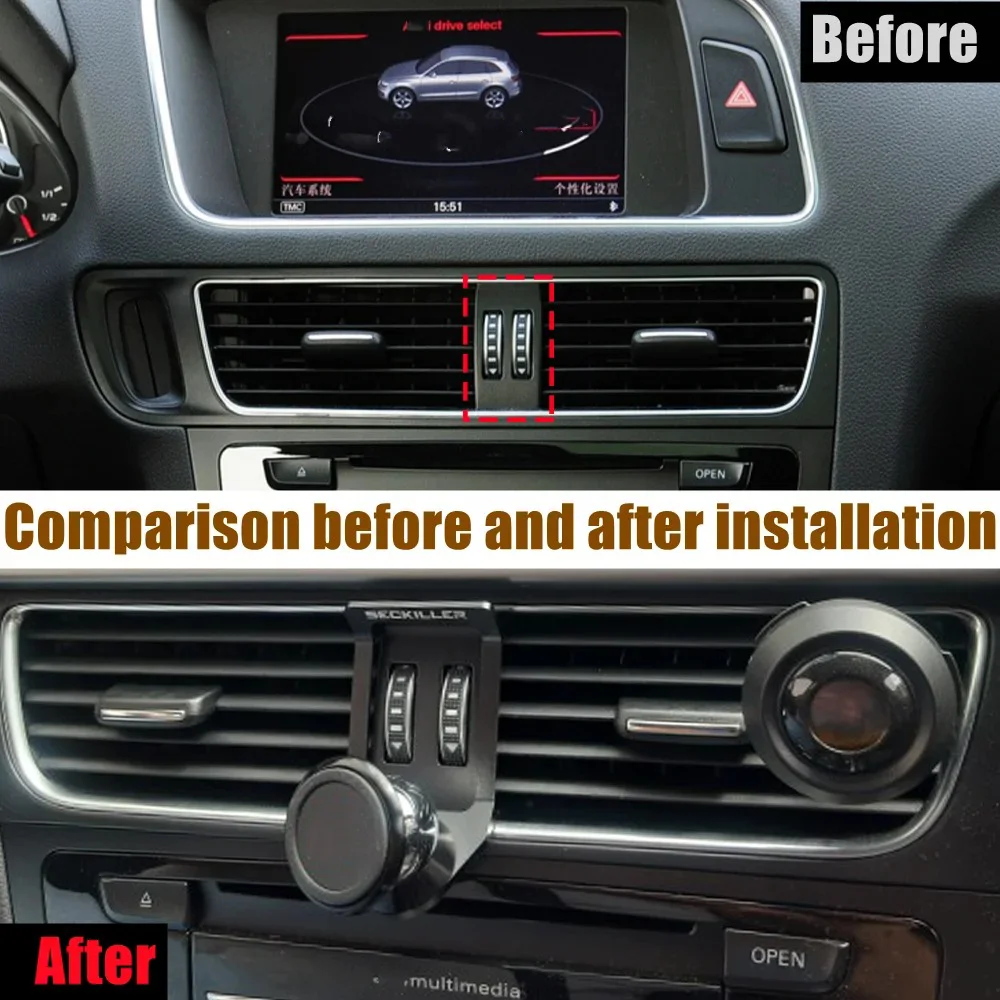 Car Phone Holder For Audi Q5 2010-2016 Air Vent Mount Car Bracket GPS Stand 360 Degree Rotatable Support Mobile Car Accessories