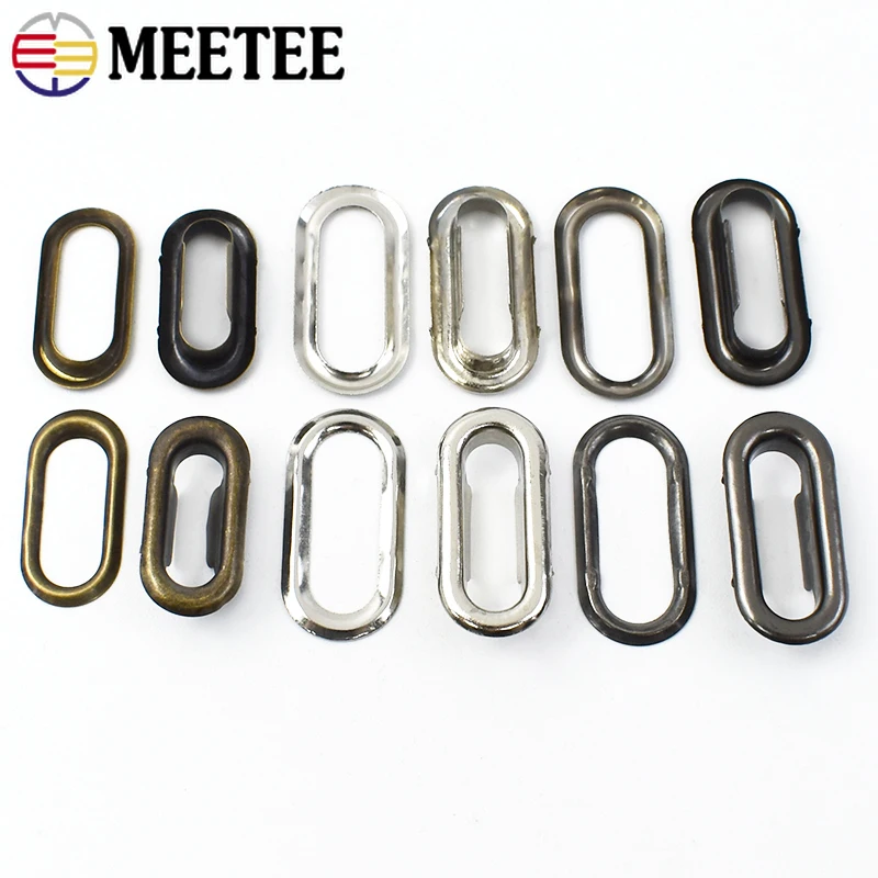 100sets Oval O Ring Metal Eyelet Buckles Hollow Eyelets Rivets Buttons Bags Garment Shoes Buckle DIY Leather Craft Accessories