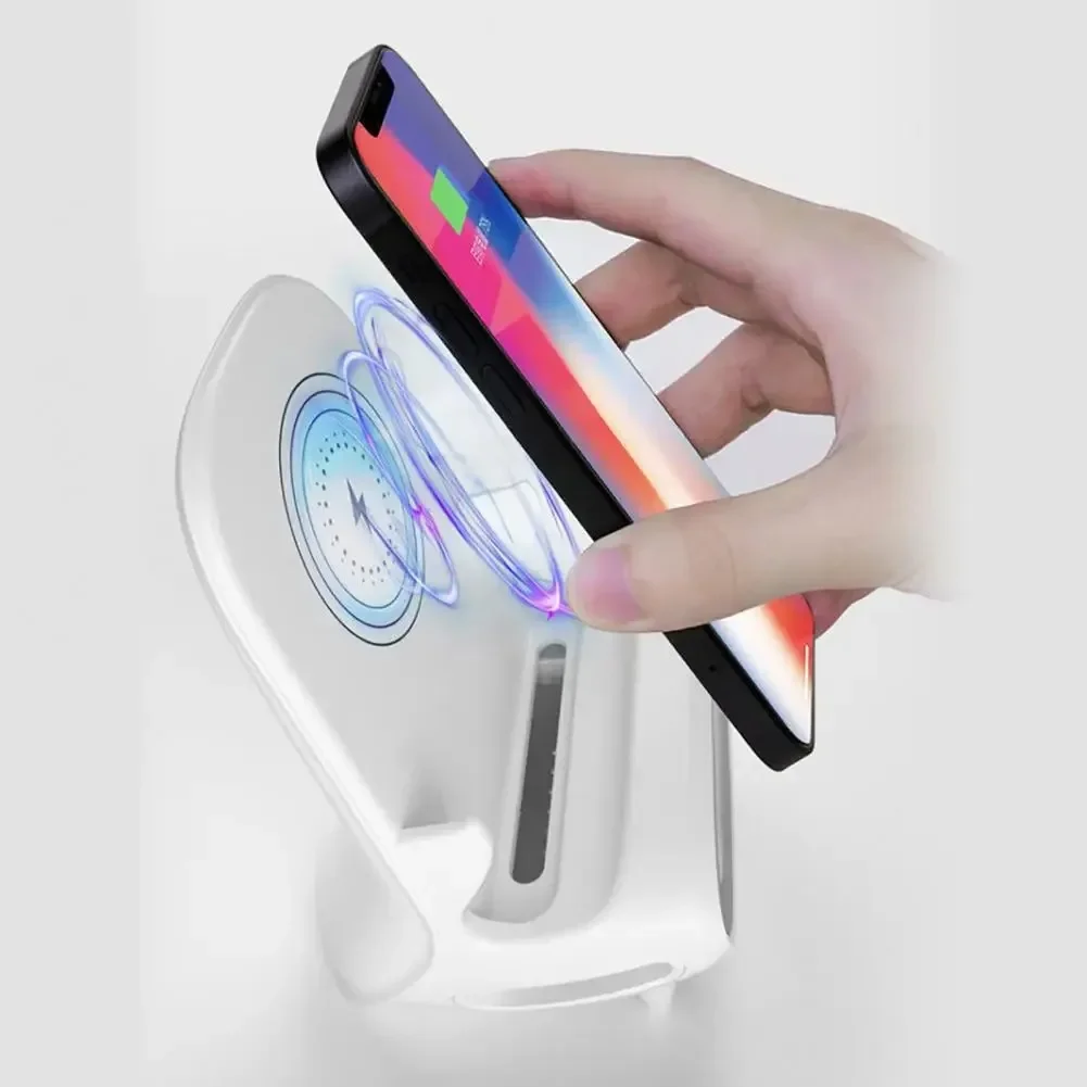 Supporto per caricabatterie wireless Supporto per telefono cellulare da tavolo Staffa per stazione di ricarica rapida da 15 W Supporto dock per iPhone Samsung Xiaomi LG