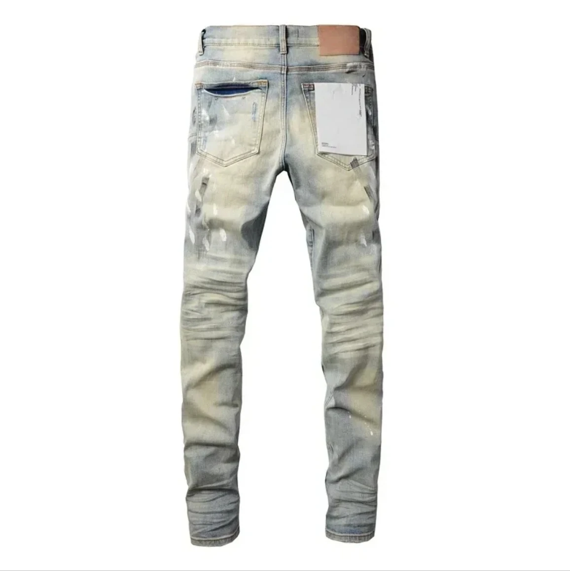 Top quality Purples jeans Men brands with High street blue print letters trousers Fashion Repair Low Rise Skinny Denim pants