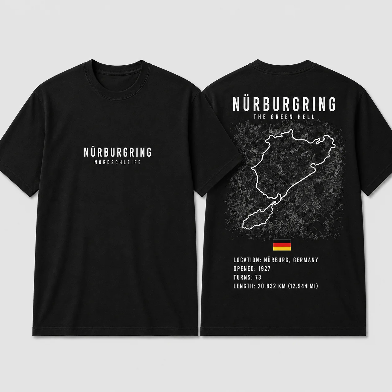 T-shirt en coton imprimé Nürburgring à manches courtes, idéal pour les passionnés de course automobile, vêtements pour hommes et femmes, collection été 2026