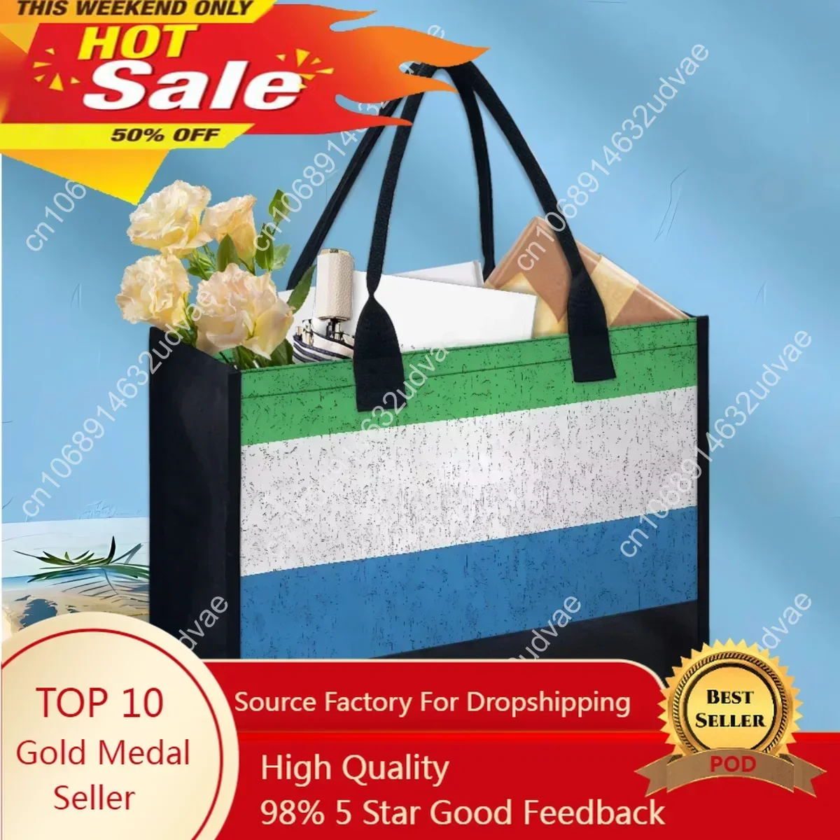 

Sierra Leone Flag Print Casual Tote Bags Commuter Handle Popular Elegant Handbag Outdoor Shopping Travel Storage Shoulder Bag