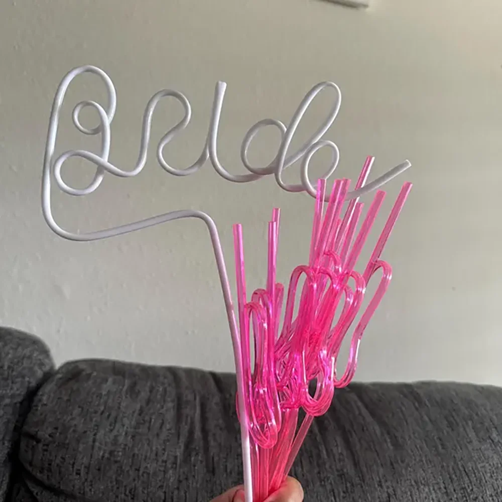 

1 White Bride and 10 Pink Straws Set Bachelorette Party Accessories Bridal Shower Favor Singles Travel Supplies Bride To Be Gift
