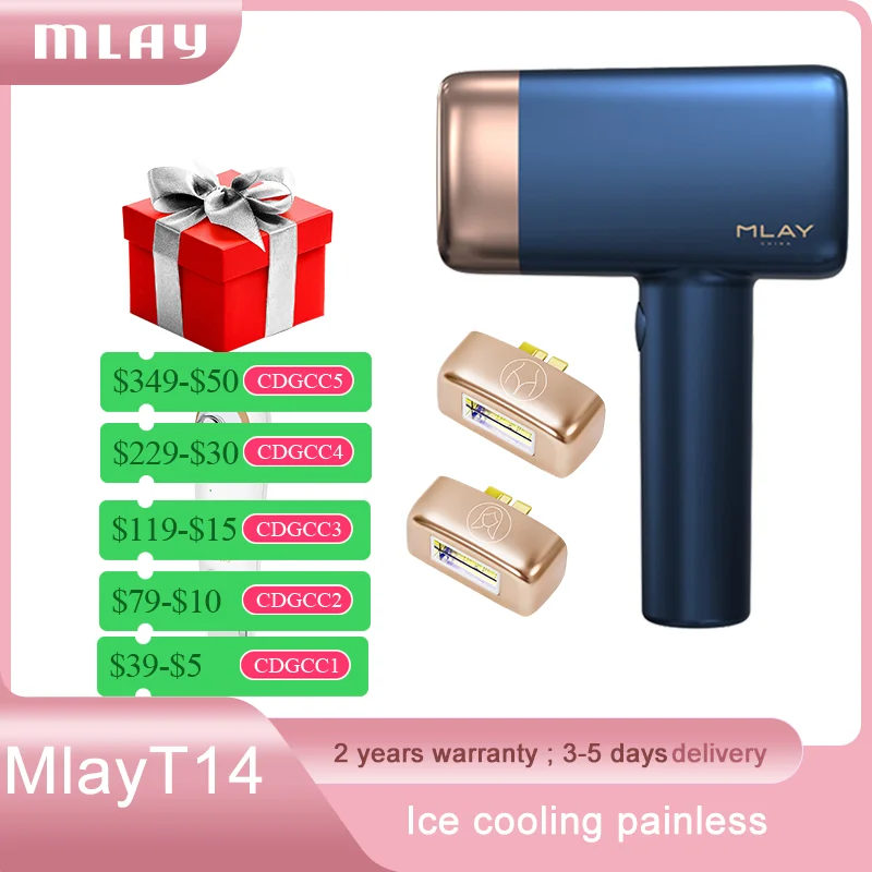 

MLAY T14 Laser Hair Removal Ice Cooling Painless Permanent IPL Laser Epilator 500000 Flashes Body Care Home Laser Device