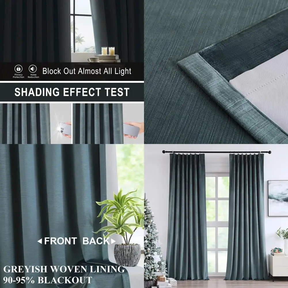 Tende oscuranti pieghettate con pizzico in velluto blu 95% tende oscuranti per finestre 95 pollici per soggiorno camera da letto isolamento termico