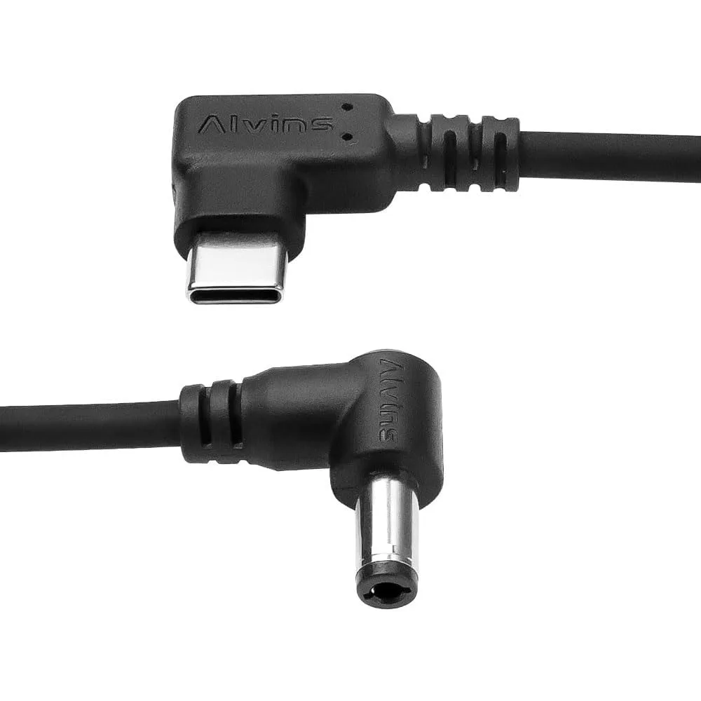 Alvin's Cables Right Angle USB-C Type-C PD to DC Power Cable PD Charging Cable for Blackmagic Video Assist Monitor 30CM/11.8