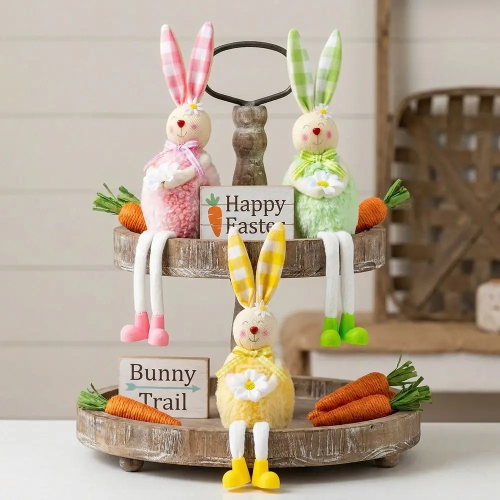 

Creative Cartoon Easter Bunny Doll Long Leg Soft Plush Adorable Rabbit Doll Decorative Spring Rabbit Decoration Office Decor