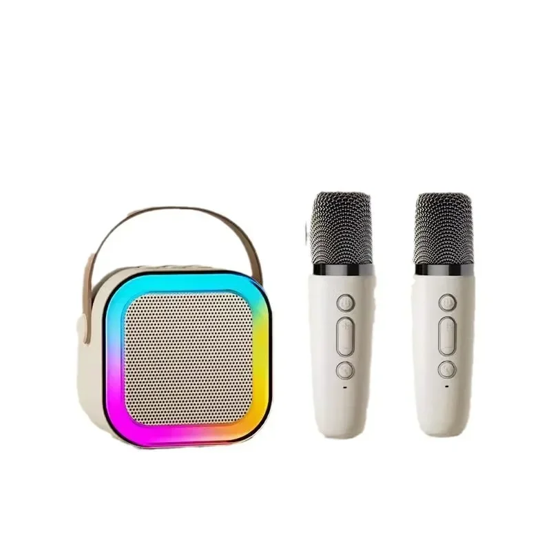 Rockmia K12 Mini Portable Karaoke Speaker - Family KTV Singing Set with DSP Built-in RGB LED Lights Deep Bass Long Battery Life