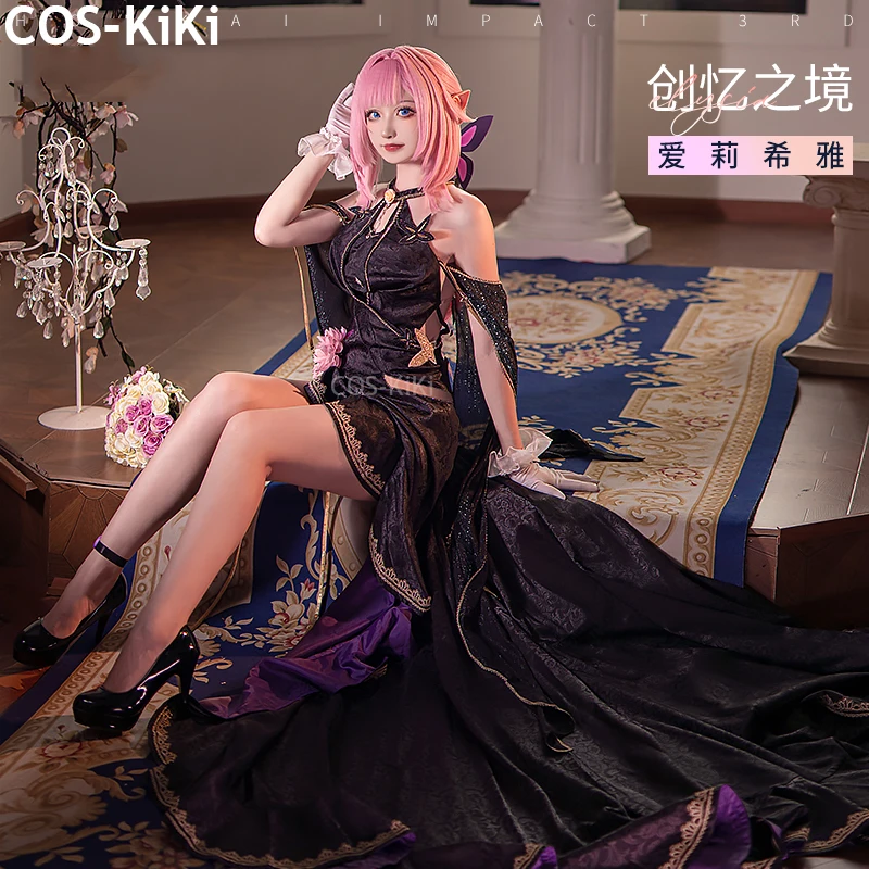 COS-KiKi Anime Honkai Impact 3rd Elysia Game Suit Cosplay Costume Elegant Dress Uniform Halloween Party Role Play Outfit Women